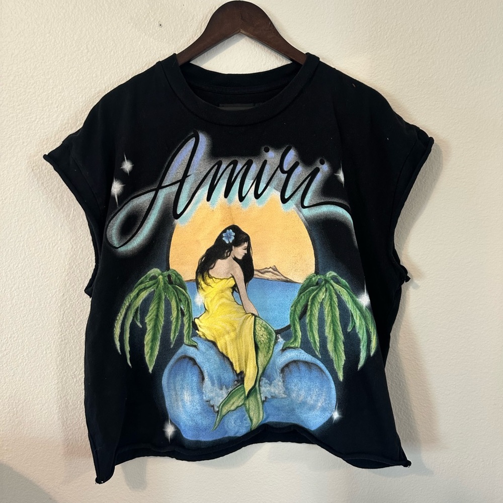 Amiri Airbrushed Black Graphic Mermaid Tee